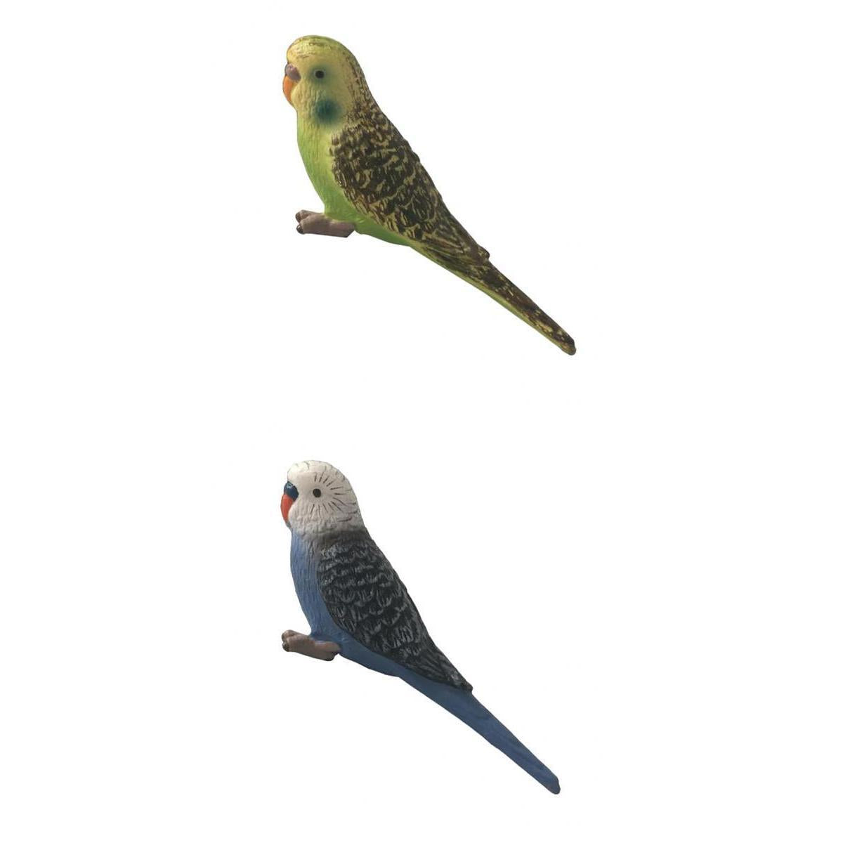 2Pieces Miniature Animals Birds Model Figurine Statue Scupltue Toy Parrot