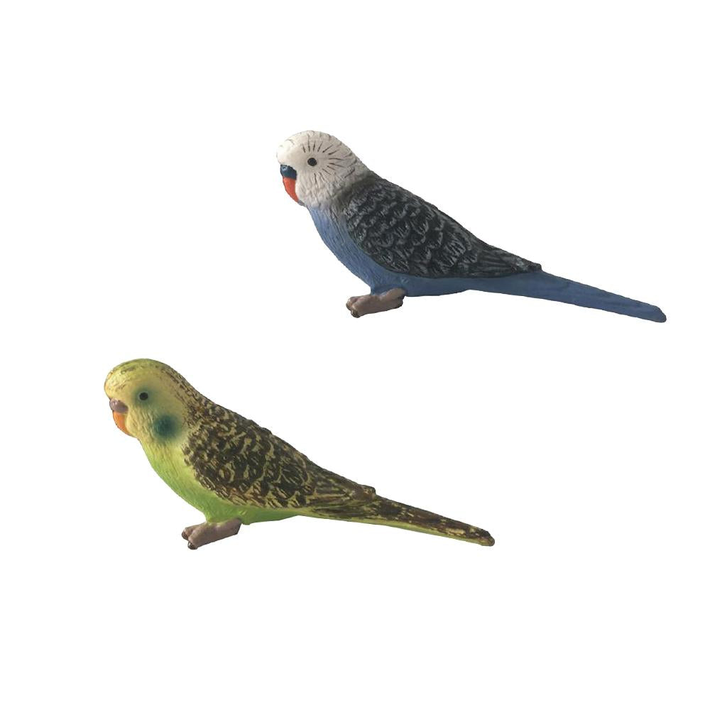 2Pieces Miniature Animals Birds Model Figurine Statue Scupltue Toy Parrot