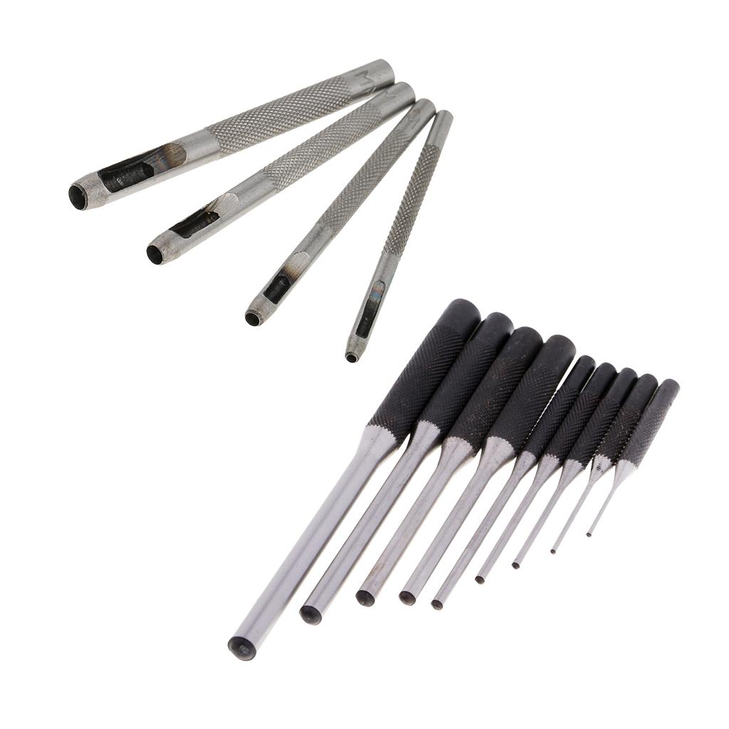 13pcs Leather Tool Set Steel Roll Pin Punch and Belt Round Hole Punch Tool