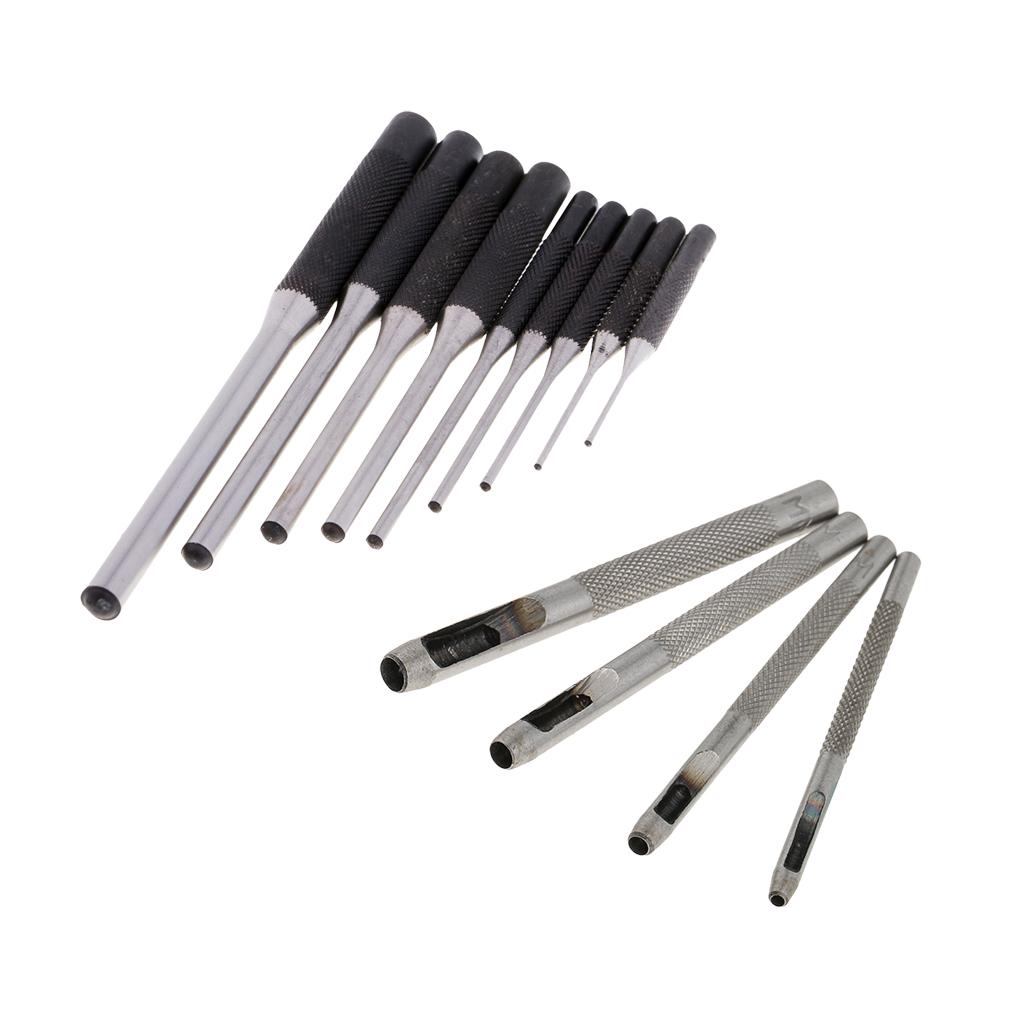 13pcs Leather Tool Set Steel Roll Pin Punch and Belt Round Hole Punch Tool