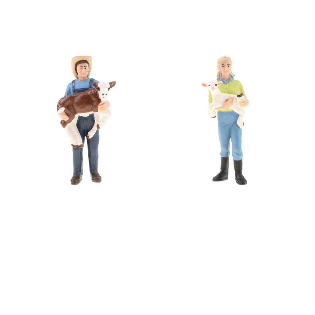 2Pcs Simulation People Model Figure Farmer Peasant Toy - Farmer with Animal