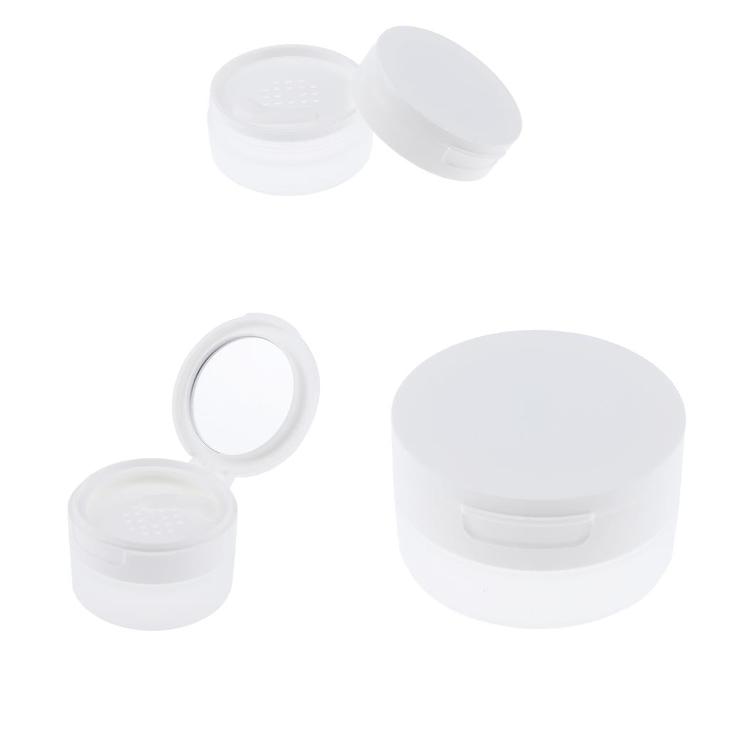 2x Travel Empty Makeup Loose Powder Container Pot Case w/ Mirror Sifter Lid