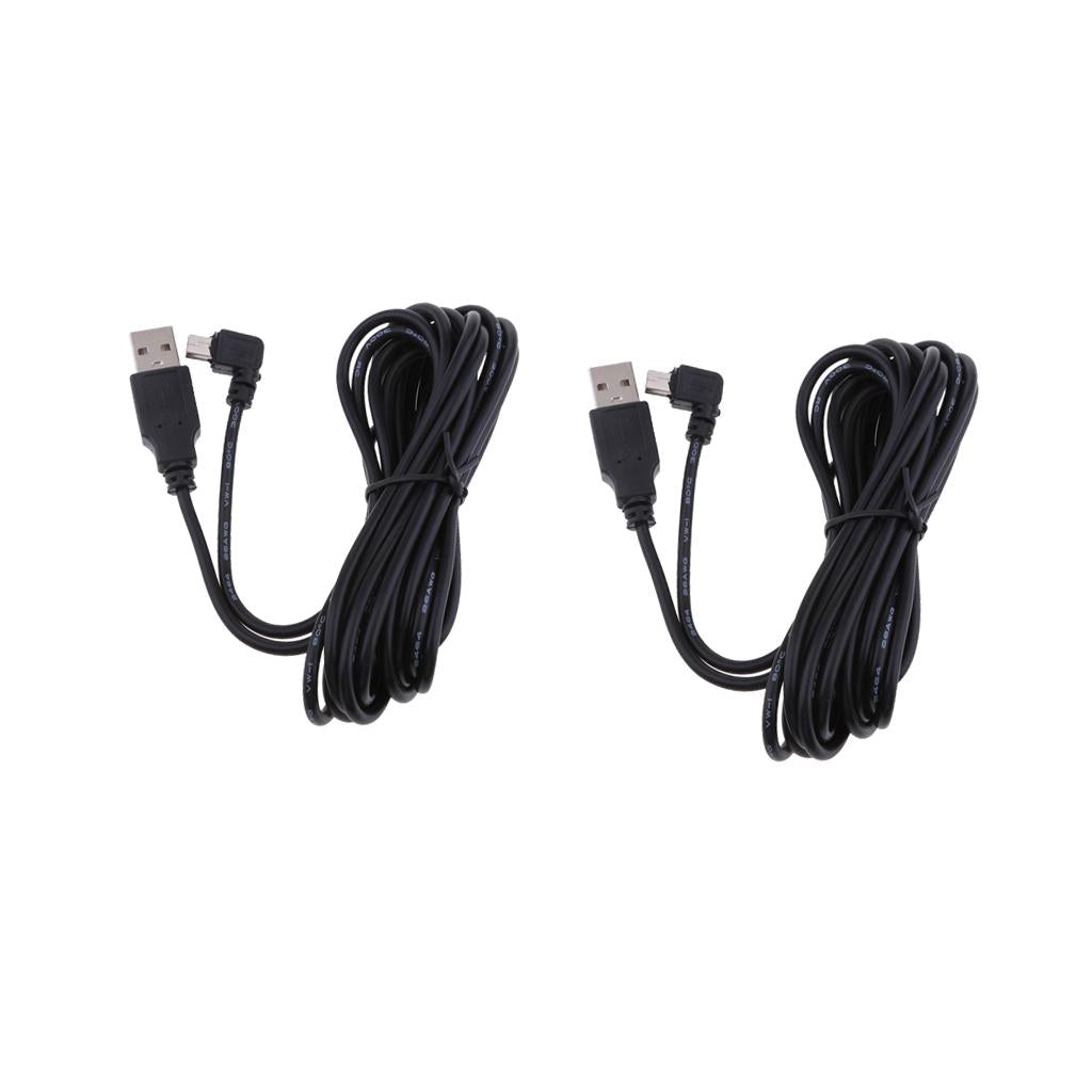 2Pieces 5V 2A Mini USB Charger Cable 90 Degrees Angle DVR GPS Charging Cable
