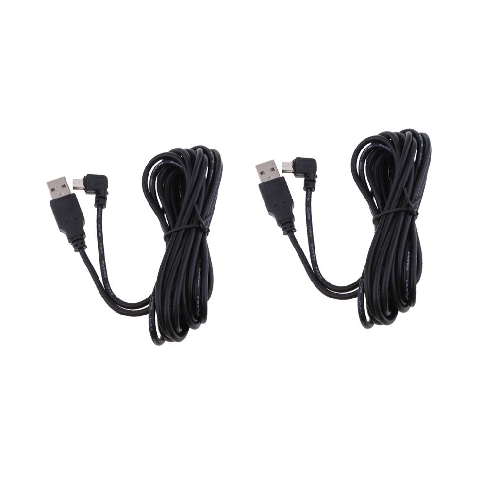 2Pieces 5V 2A Mini USB Charger Cable 90 Degrees Angle DVR GPS Charging Cable