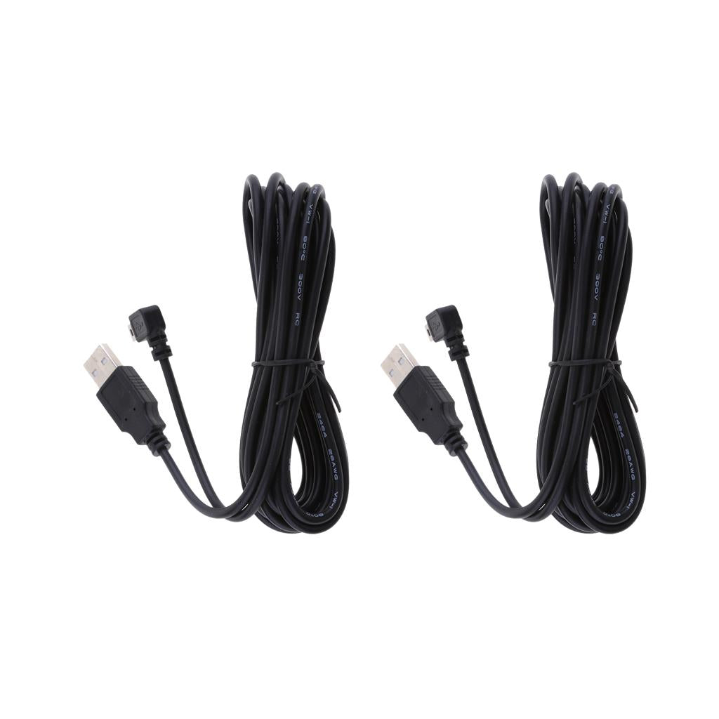 2Pieces 5V 2A Mini USB Charger Cable Left Angled DVR GPS Charging Cable