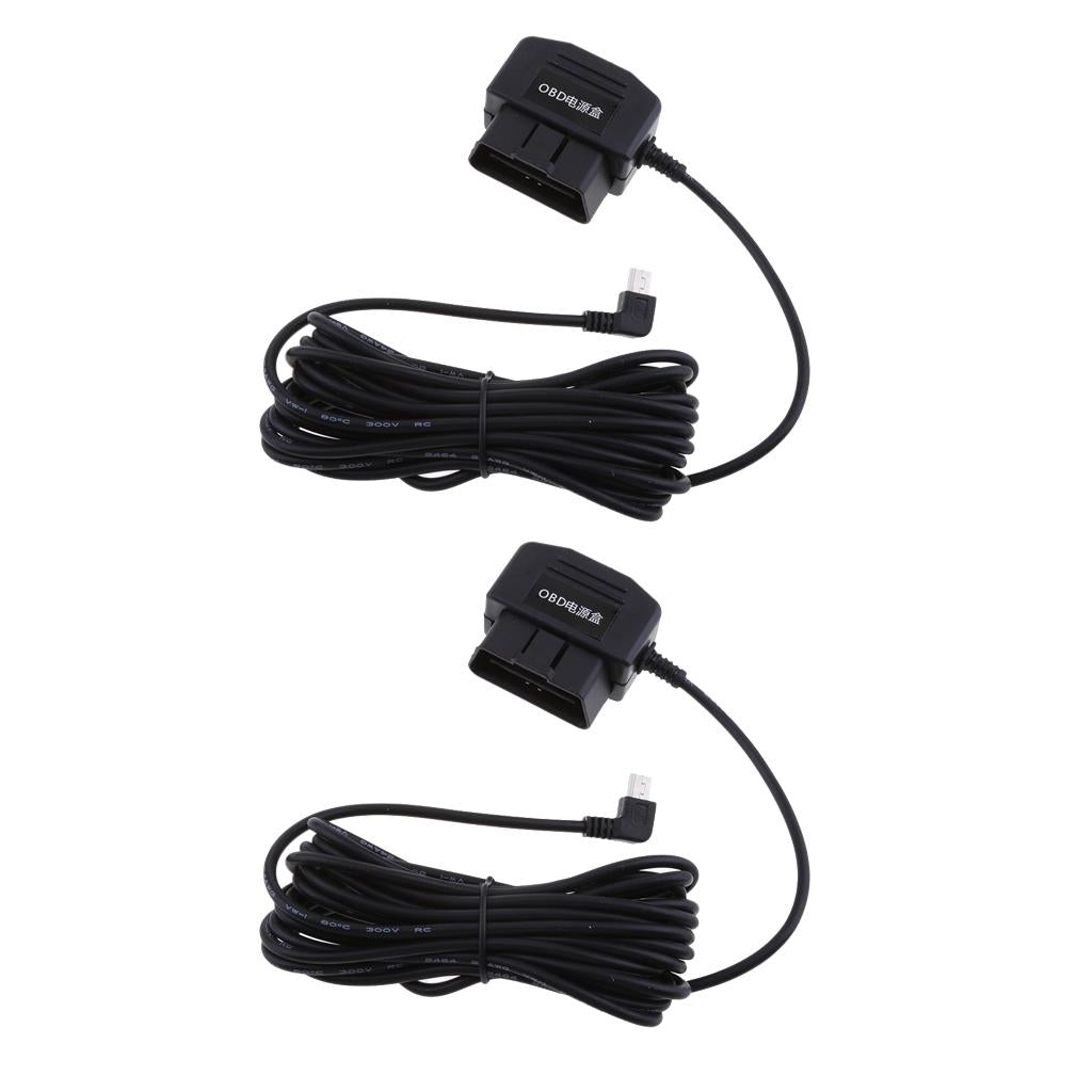 2Pieces 12V/24V to 5V 3A Car OBD Cable Power Regulator for DVR GPS