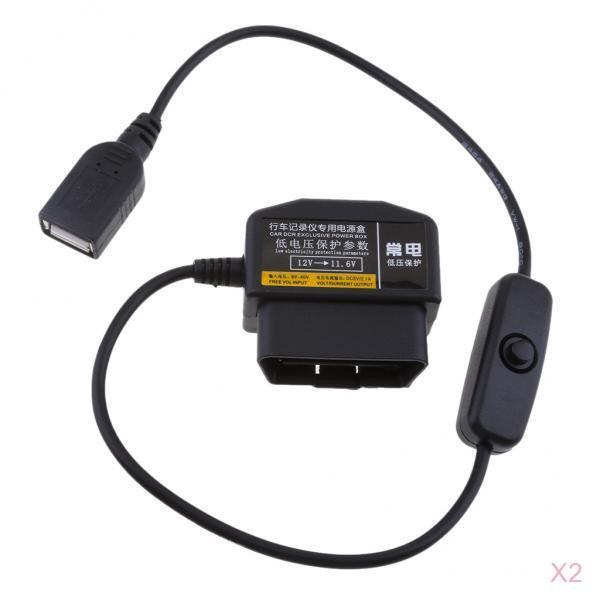 2Piece 12V/36V to 5V/2A Car Power Inverter USB Female OBD Buck Line DVR GPS