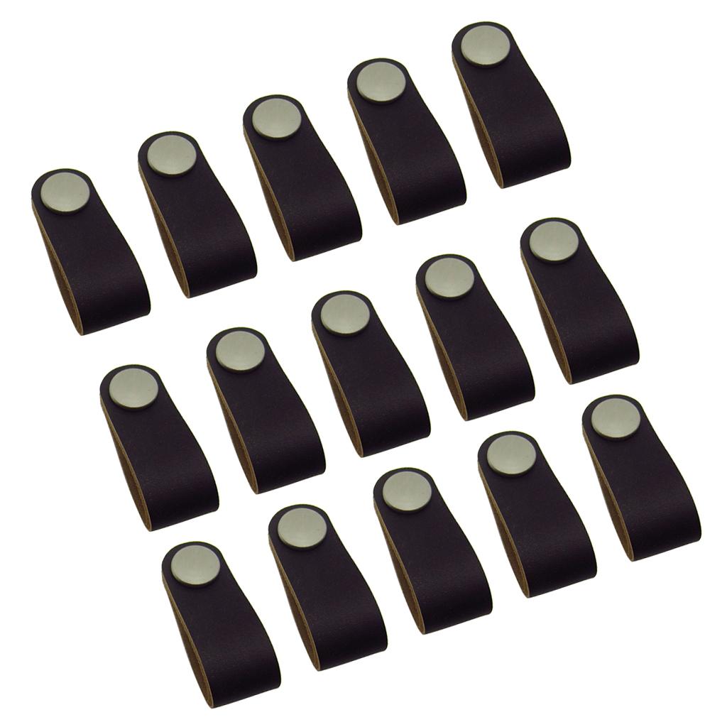 15x Handmade Leather Suitcase Handle Drawer Cabinet Leather Handle Pull Knob