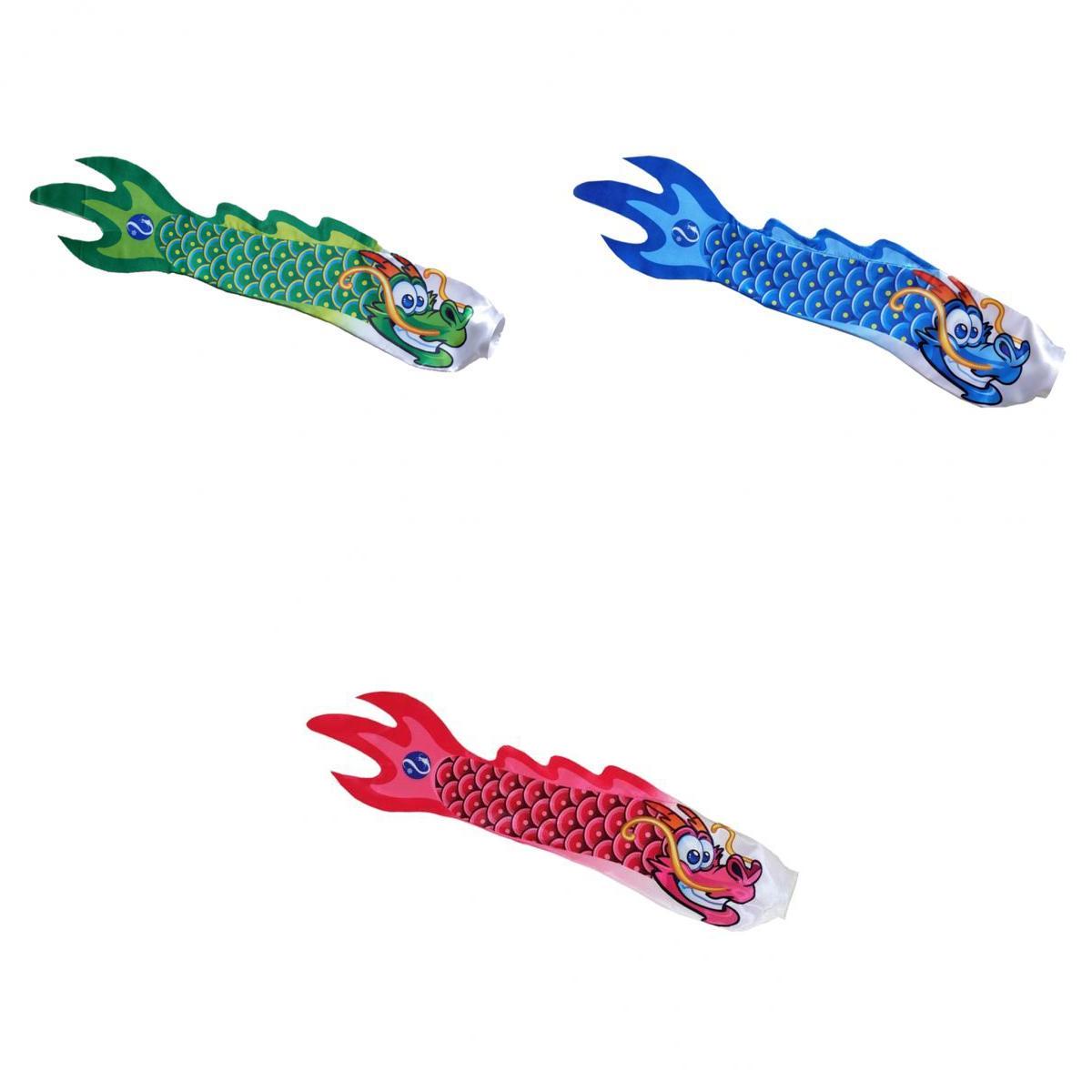 3Pieces Chinese Dragon Flag Outdoor Windsock Carp Streamer Hanging Decor