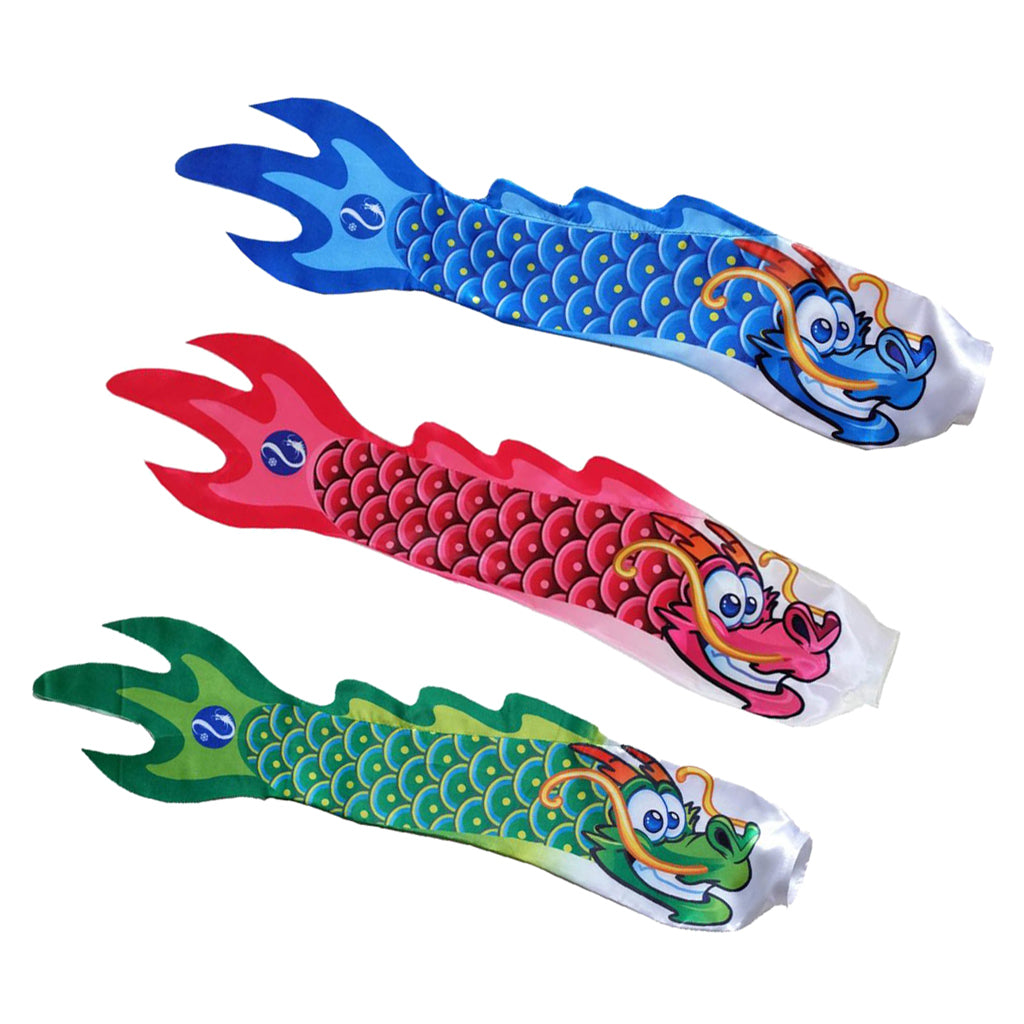 3Pieces Chinese Dragon Flag Outdoor Windsock Carp Streamer Hanging Decor