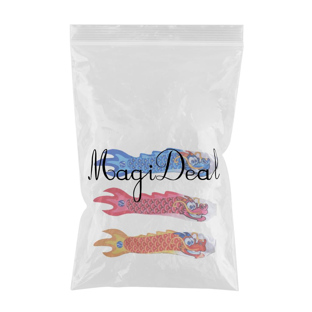 3Pcs Chinese Dragon Flag Outdoor Windsock Carp Streamer Hanging Decor