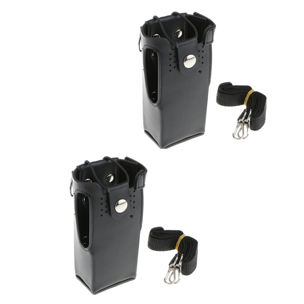 2Pieces PU Leather Case Carry Holder Holster for Motorola GP328 GP338 GP380