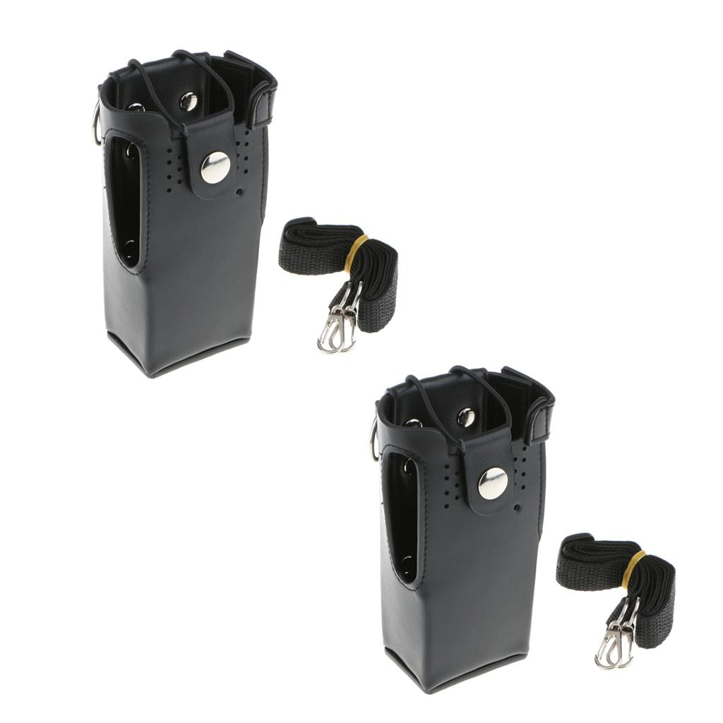 2Pieces PU Leather Case Carry Holder Holster for Motorola GP328 GP338 GP380