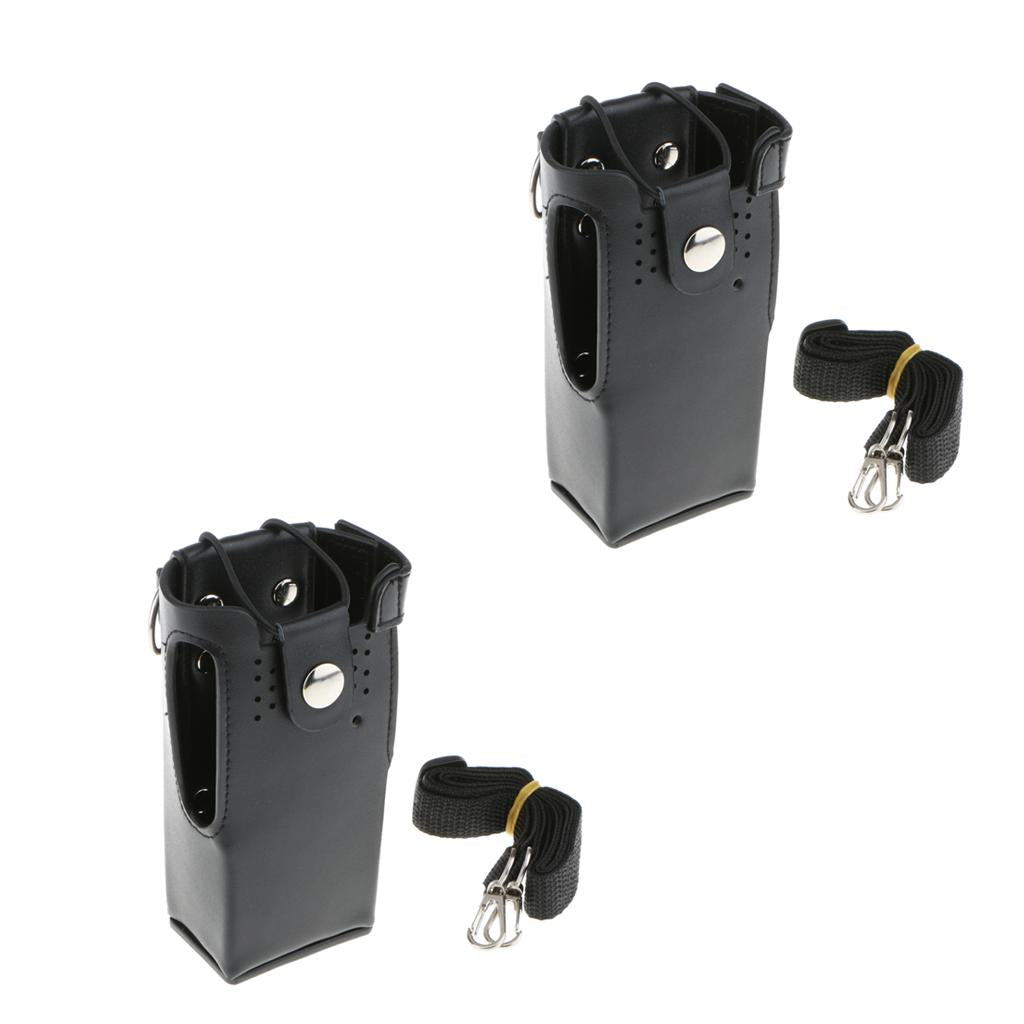 2Pieces PU Leather Case Carry Holder Holster for Motorola GP328 GP338 GP380