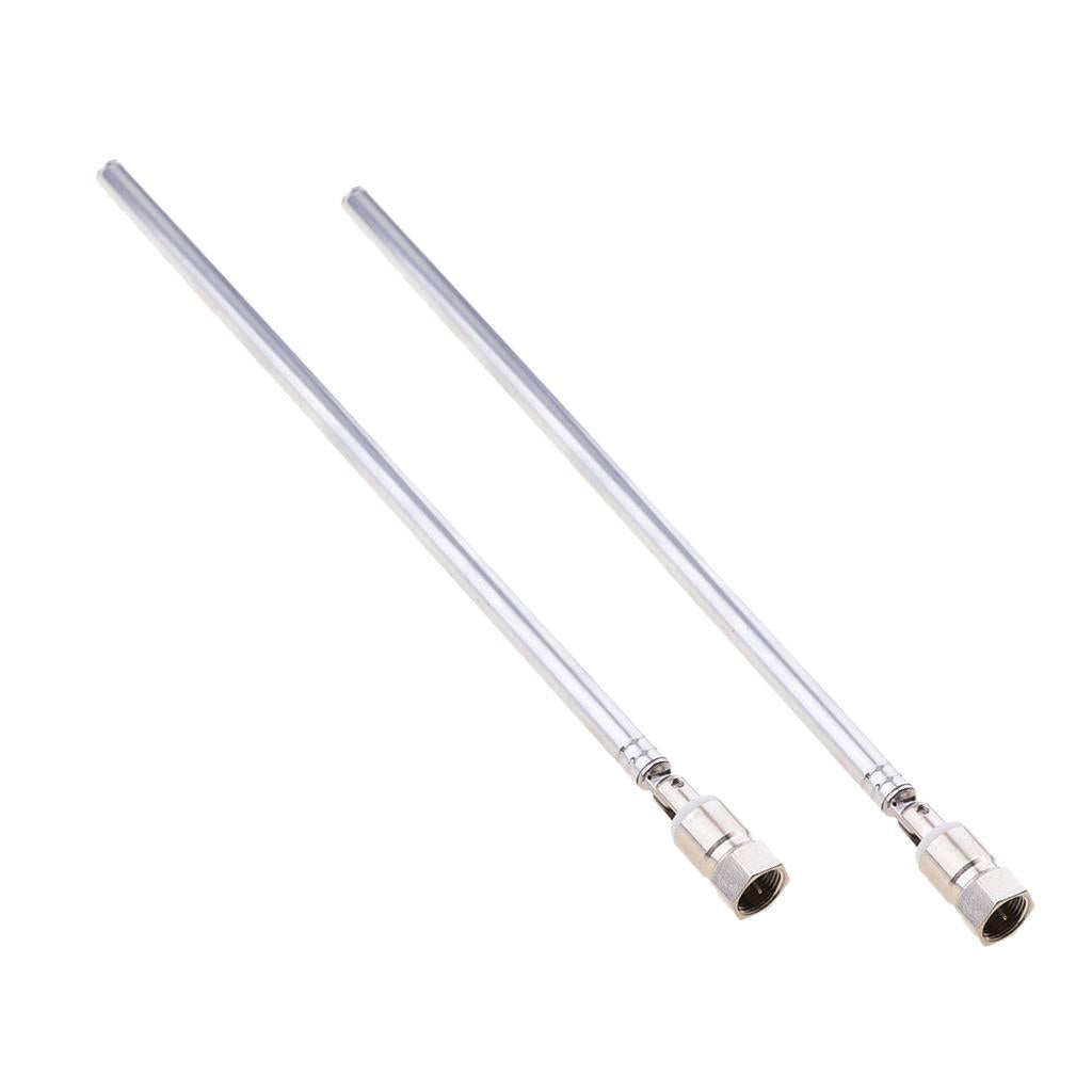 2Pieces Telescopic Aerial Antenna 7 Section F Type for TV AM FM Radio