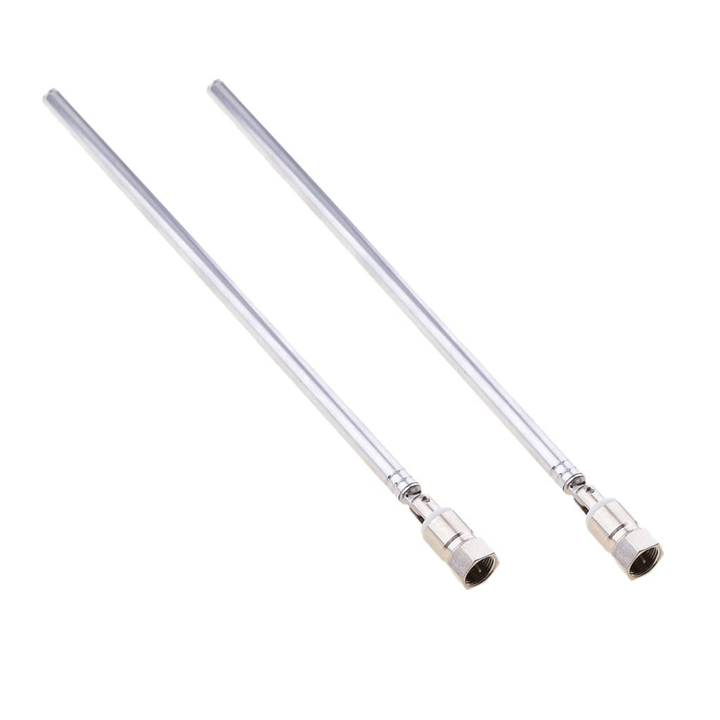 2Pieces Telescopic Aerial Antenna 7 Section F Type for TV AM FM Radio