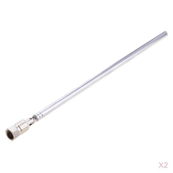 2Pieces Telescopic Aerial Antenna 7 Section F Type for TV AM FM Radio