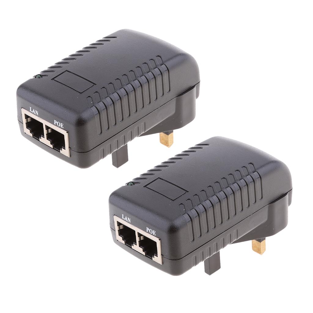 2Pieces UK Plug 12V 1A Poe Power Supply for Networking Switch Router