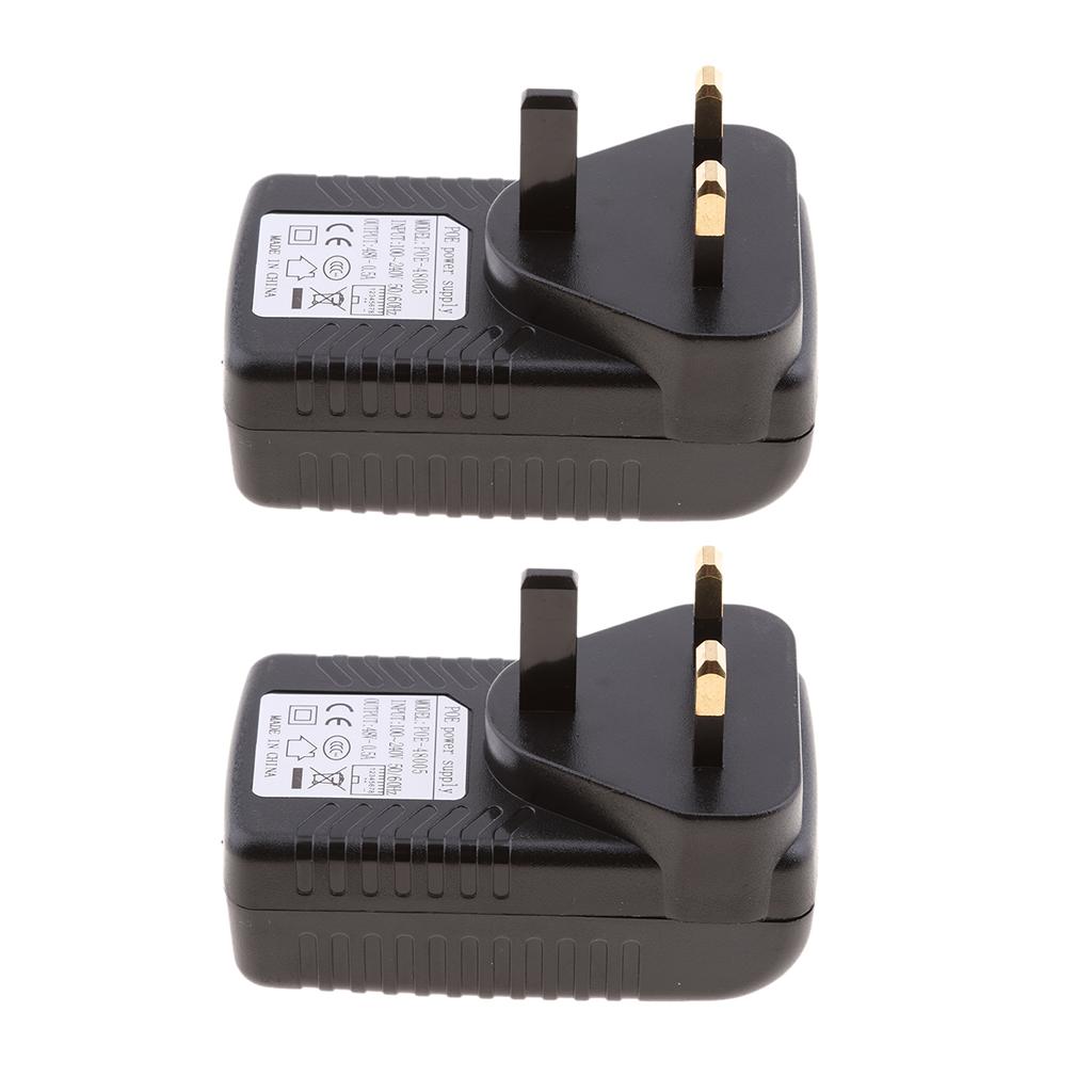 2Pieces UK Plug Poe Power Supply 48V 0.5A Over Ethernet Switch Router