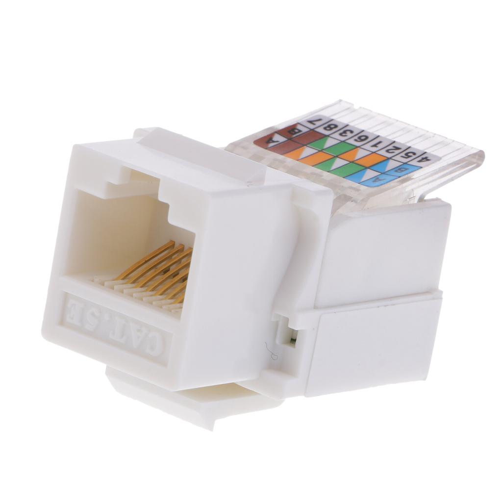 2Pieces Universal Jack Module Cat5e Network Plug Toolfree Inline White