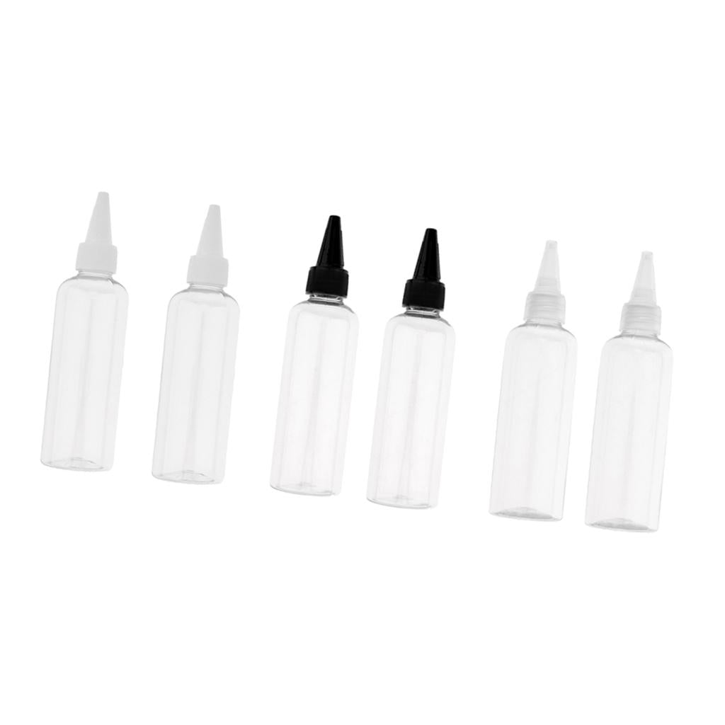6pcs Plastic 100ml Travel Squeeze Bottle Lotion Shampoo Container Clear Cap