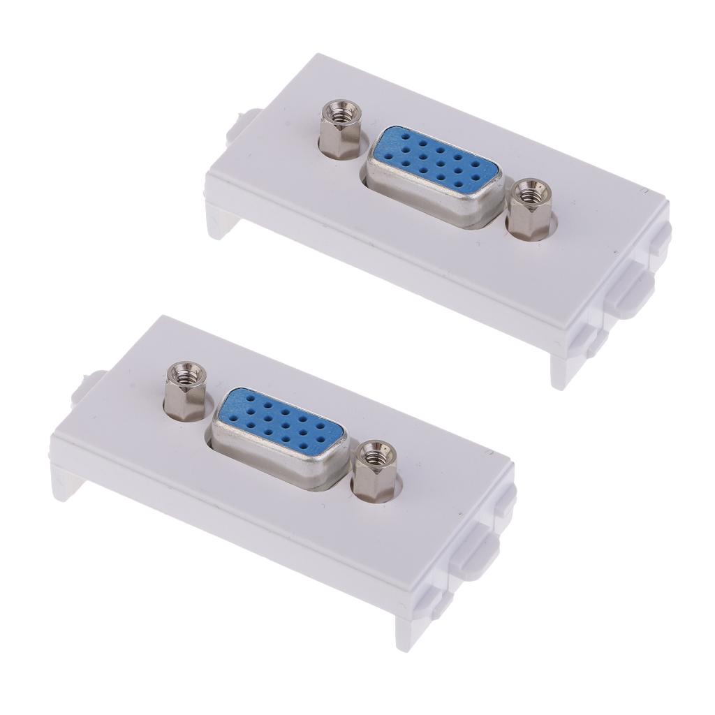 2 Packs VGA Wall Socket Module Wallplate Plug with Frame Directly Plug Type