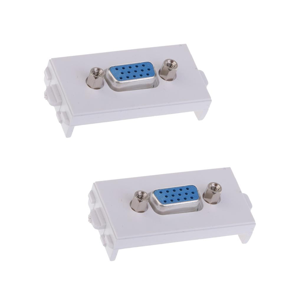 2 Packs VGA Wall Socket Module Wallplate Plug with Frame Directly Plug Type