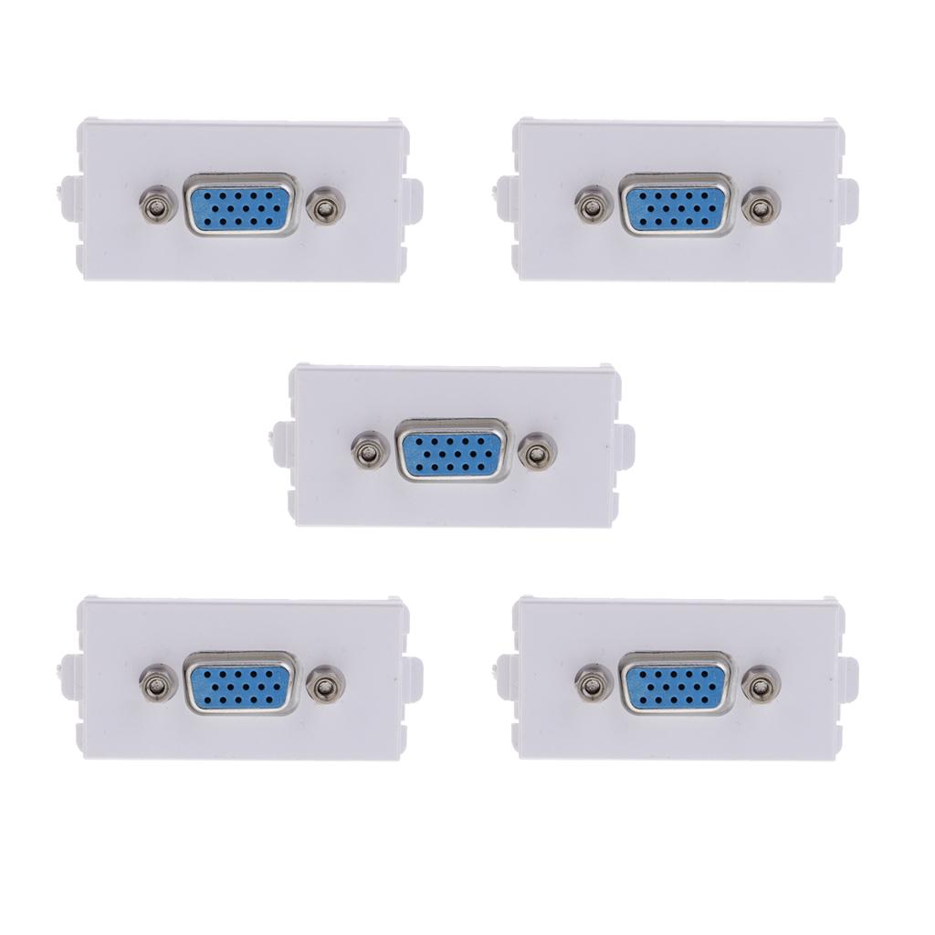 5 Packs VGA Wall Socket Module Wallplate Plug with Frame Directly Plug Type