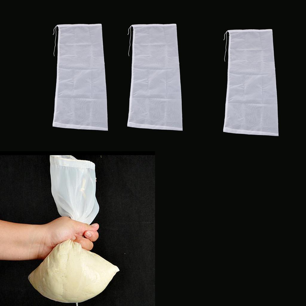 3 Pcs Nut Milk Cold Brew Coffee Juic Reusable Nylon Mesh Strainer Filter Bag