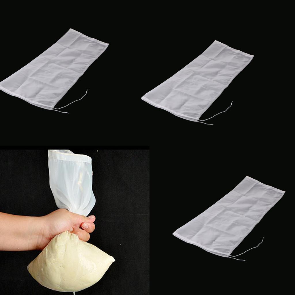 3 Pcs Nut Milk Cold Brew Coffee Juic Reusable Nylon Mesh Strainer Filter Bag