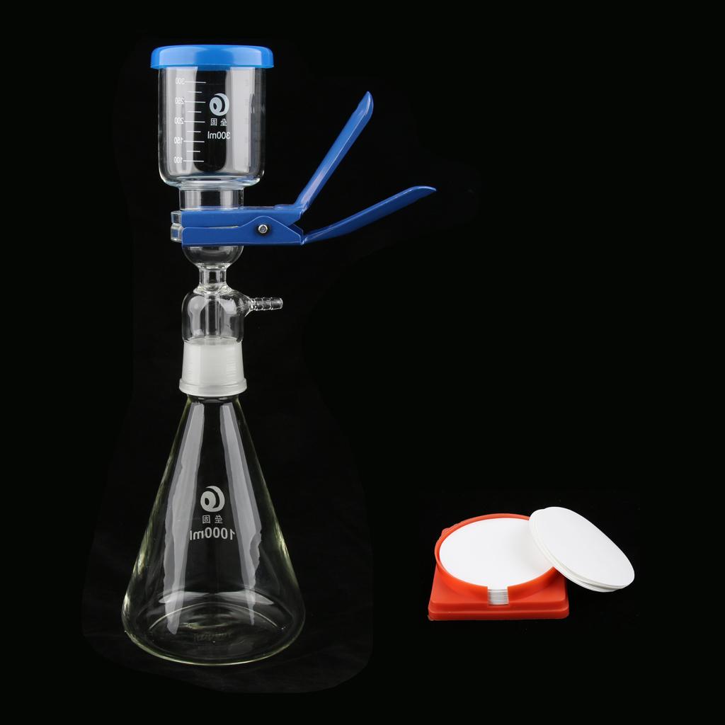 1000ml Filtration Apparatus Vacuum Unit + 50x Nylon Filter Membranes 0.45um