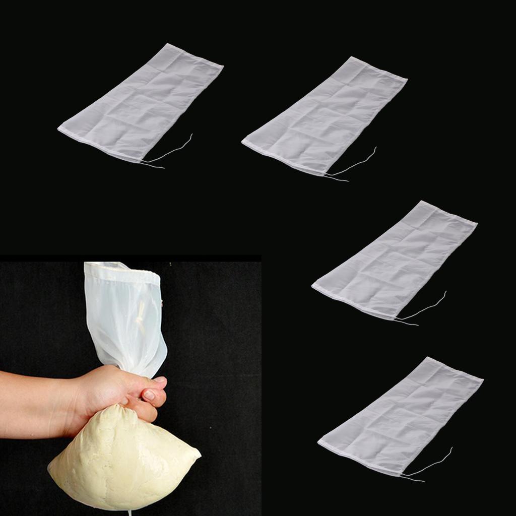 4 Pcs Nut Milk Cold Brew Coffee Juic Reusable Nylon Mesh Strainer Filter Bag
