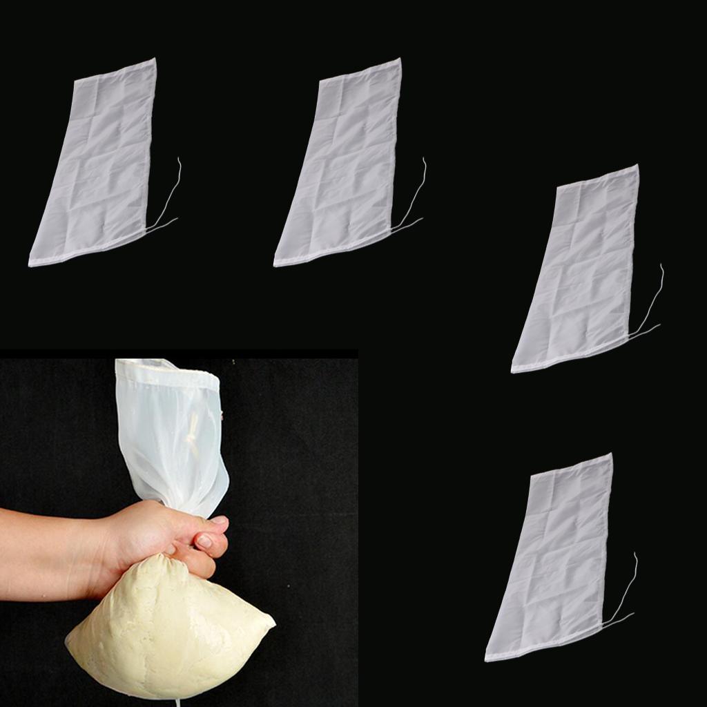 4 Pcs Nut Milk Cold Brew Coffee Juic Reusable Nylon Mesh Strainer Filter Bag