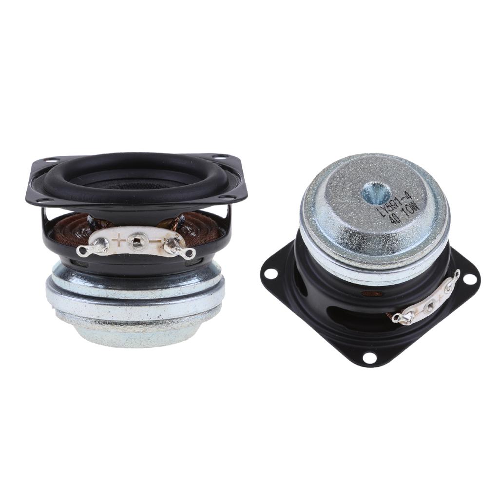 2x 40mm 4Ohm 10W Full range Speaker Square Loudspeaker 16Coil Rubber Edge