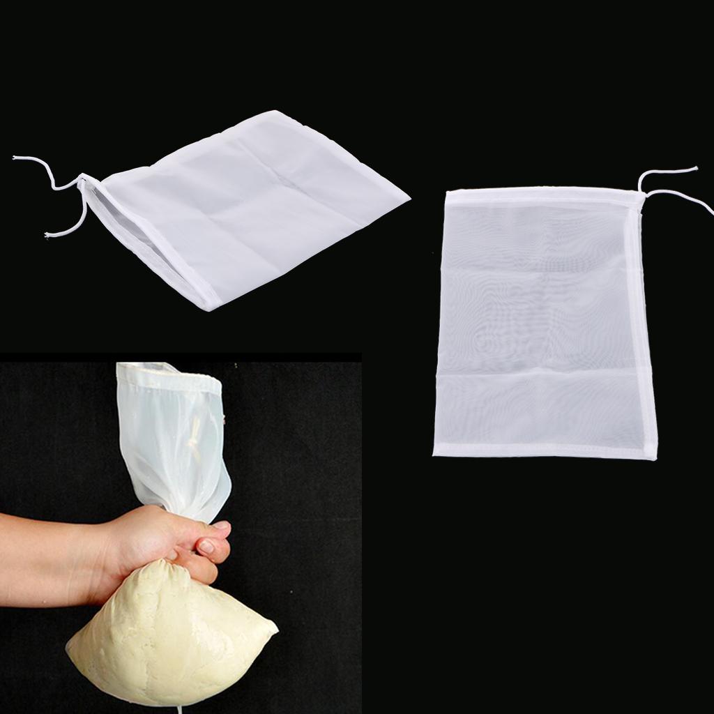 2 Pcs Milk Coffee Juice Reusable Nylon Mesh Strainer Filter Bag 15x20cm