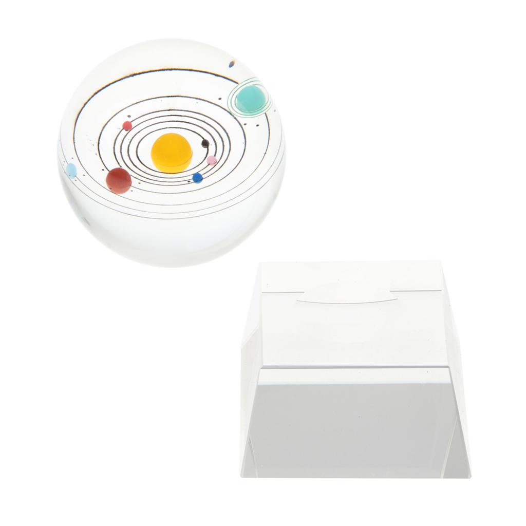 80mm Clear Solar System Crystal Ball Art Decor Photography Prop with Stand