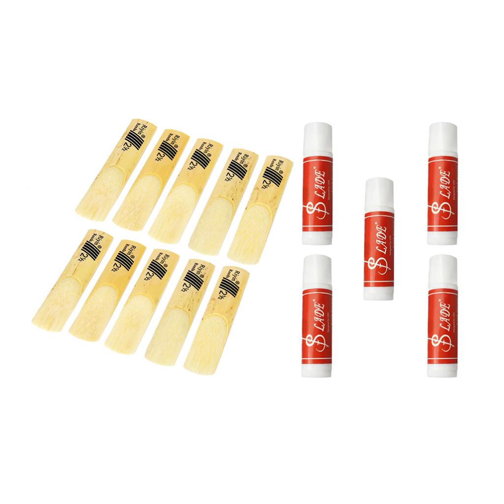 10pcs Alto Sax Reeds Strength 2.5+5 Tubes Clarinet Saxophone Cork Grease