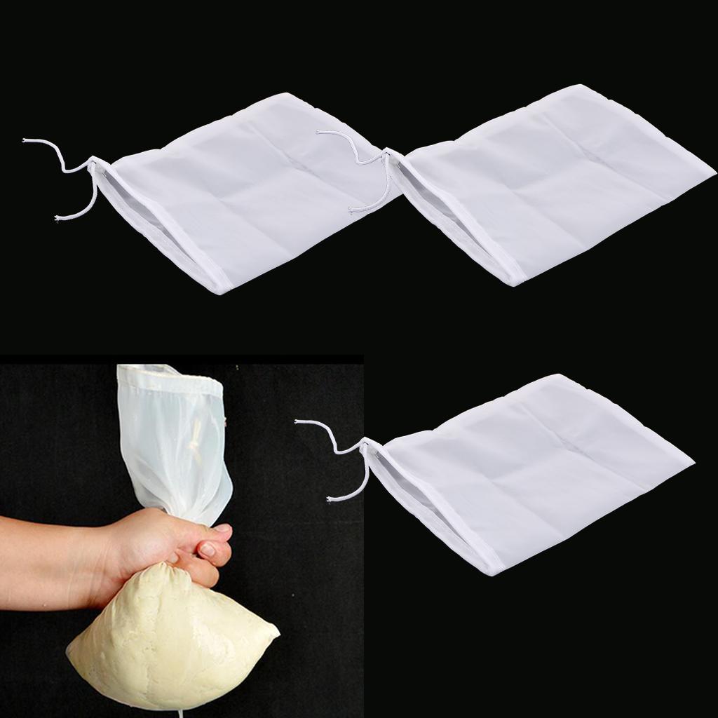 3 Pcs Milk Coffee Juice Reusable Nylon Mesh Strainer Filter Bag 15x20cm