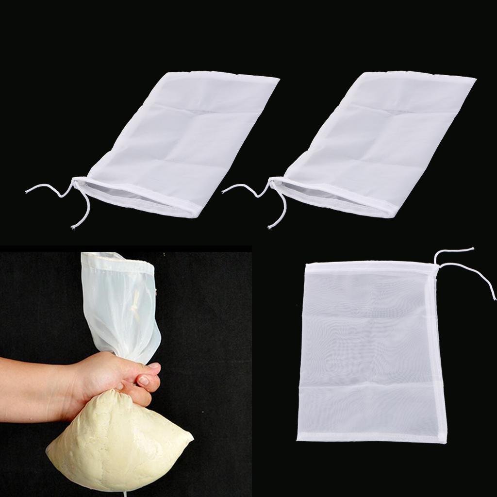 3 Pcs Milk Coffee Juice Reusable Nylon Mesh Strainer Filter Bag 15x20cm