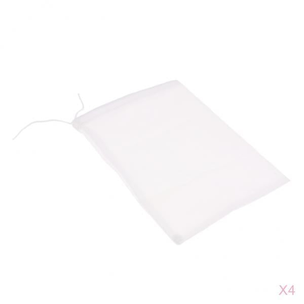 4 Pcs Milk Coffee Juice Reusable Nylon Mesh Strainer Filter Bag 15x20cm