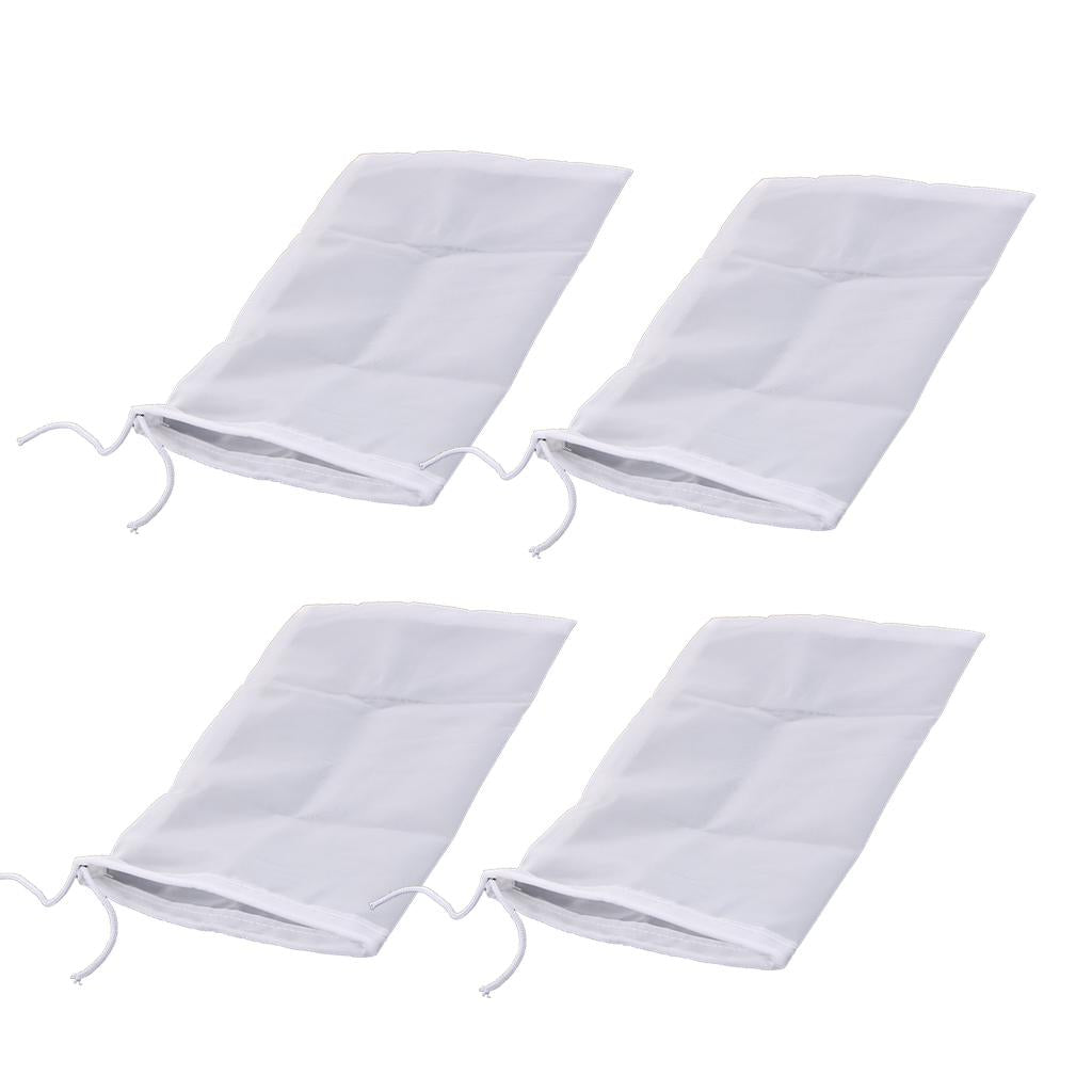 4 Pcs Milk Coffee Juice Reusable Nylon Mesh Strainer Filter Bag 15x20cm