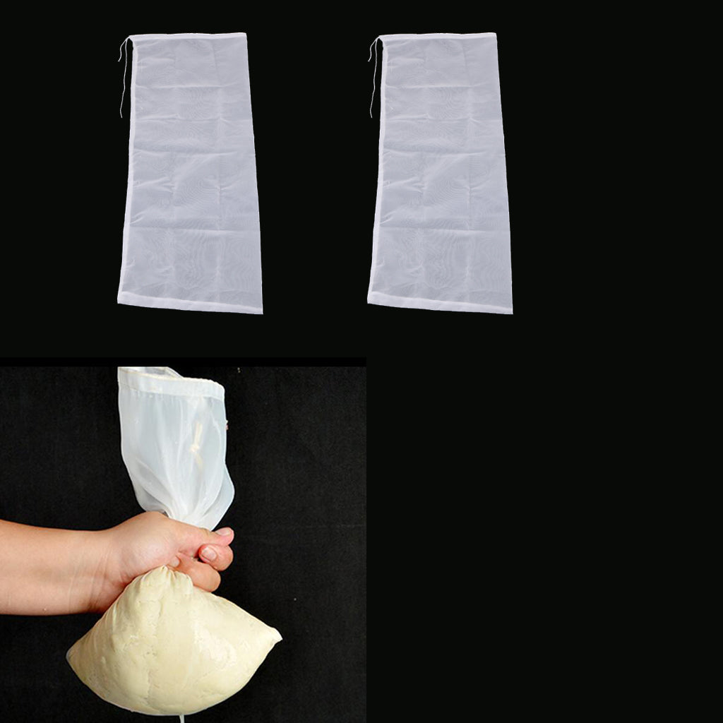 2 Pcs Nut Milk Cold Brew Coffee Juic Reusable Nylon Mesh Strainer Filter Bag