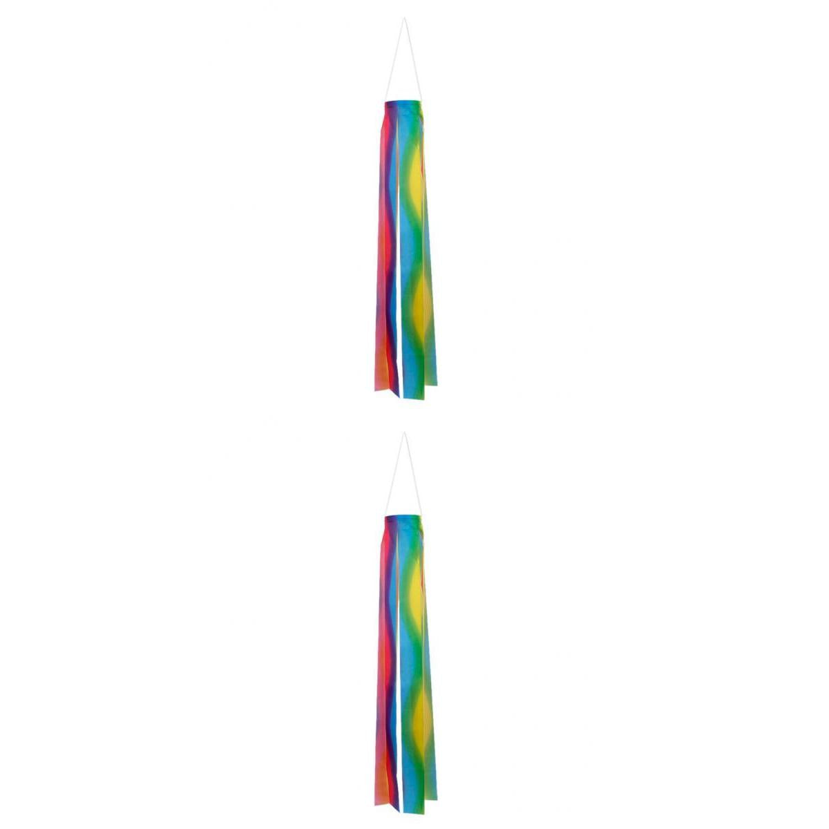 2x Rainbow Windsock Carp Flag Koinobori Wind Streamer Hanging Kite Decor