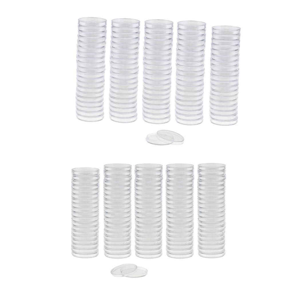 200x Clear Round Plastic Coin Capsules Container Storage Holder Case 30/37mm