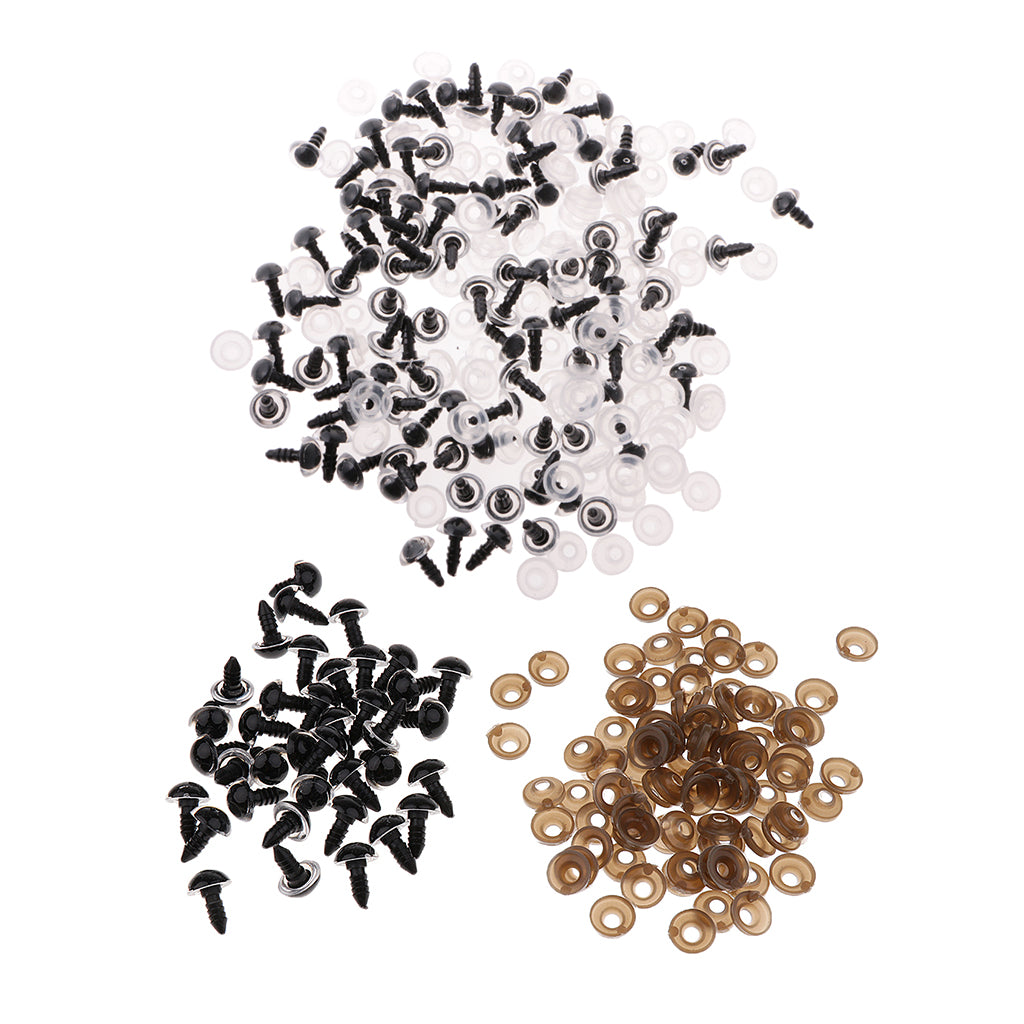 200 Pieces Plastic Safety Eyes for Bear Doll DIY Craft 10mm 12mm Clear