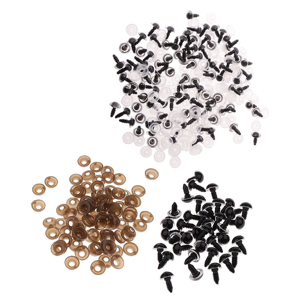 200 Pieces Plastic Safety Eyes for Bear Doll DIY Craft 10mm 12mm Clear