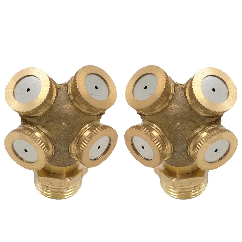 2pcs Brass Agricultural Misting Spray Nozzle Garden Sprinkler 0.5inch