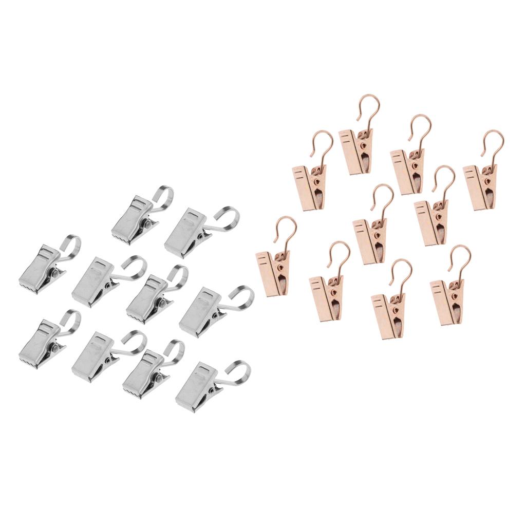 20Pcs Heavy Duty Curtain Clips with Hook Roman Ring Clip Spring Clamp Hanger