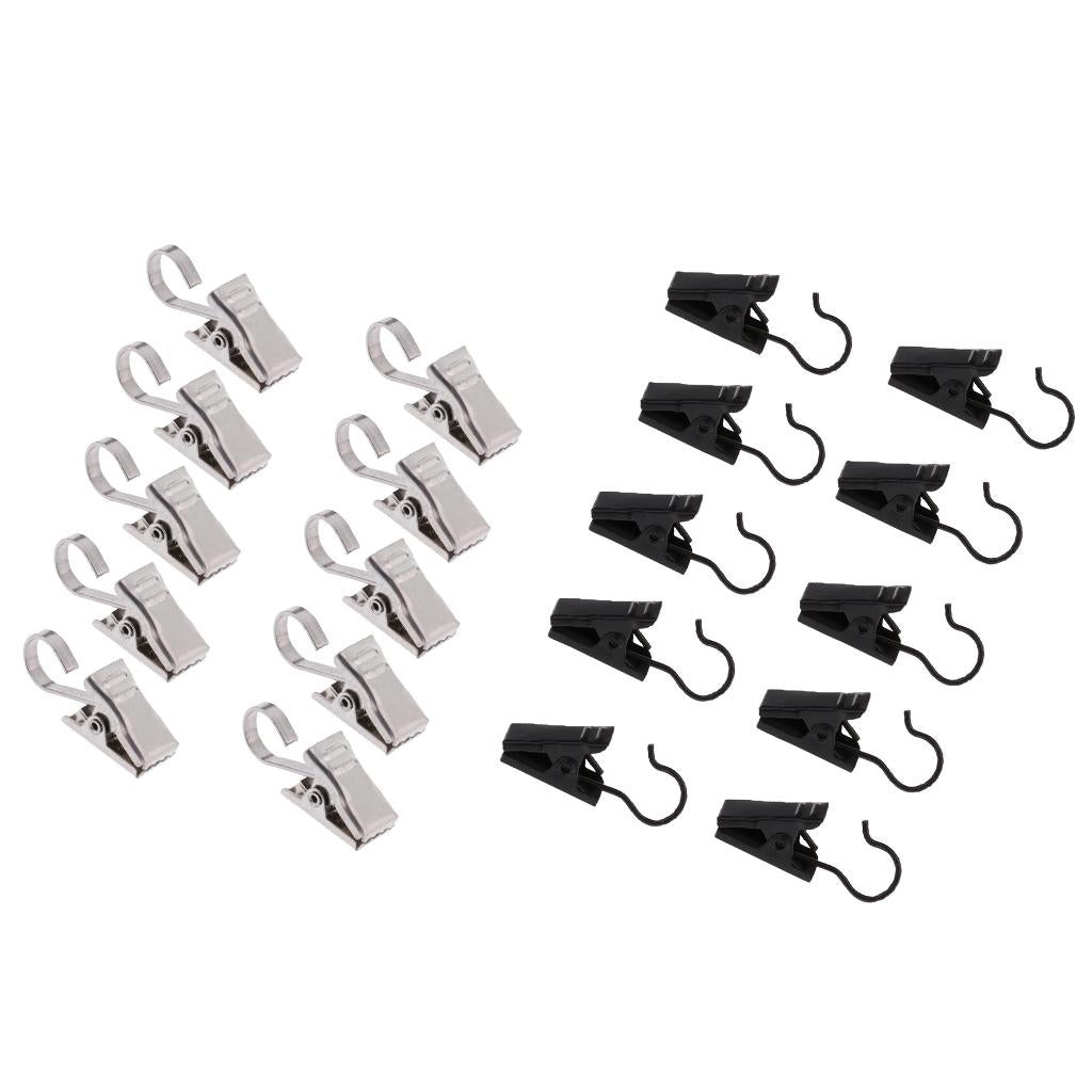 20Pcs Heavy Duty Curtain Clips with Hook Spring Clamps Hanger Clips Glider