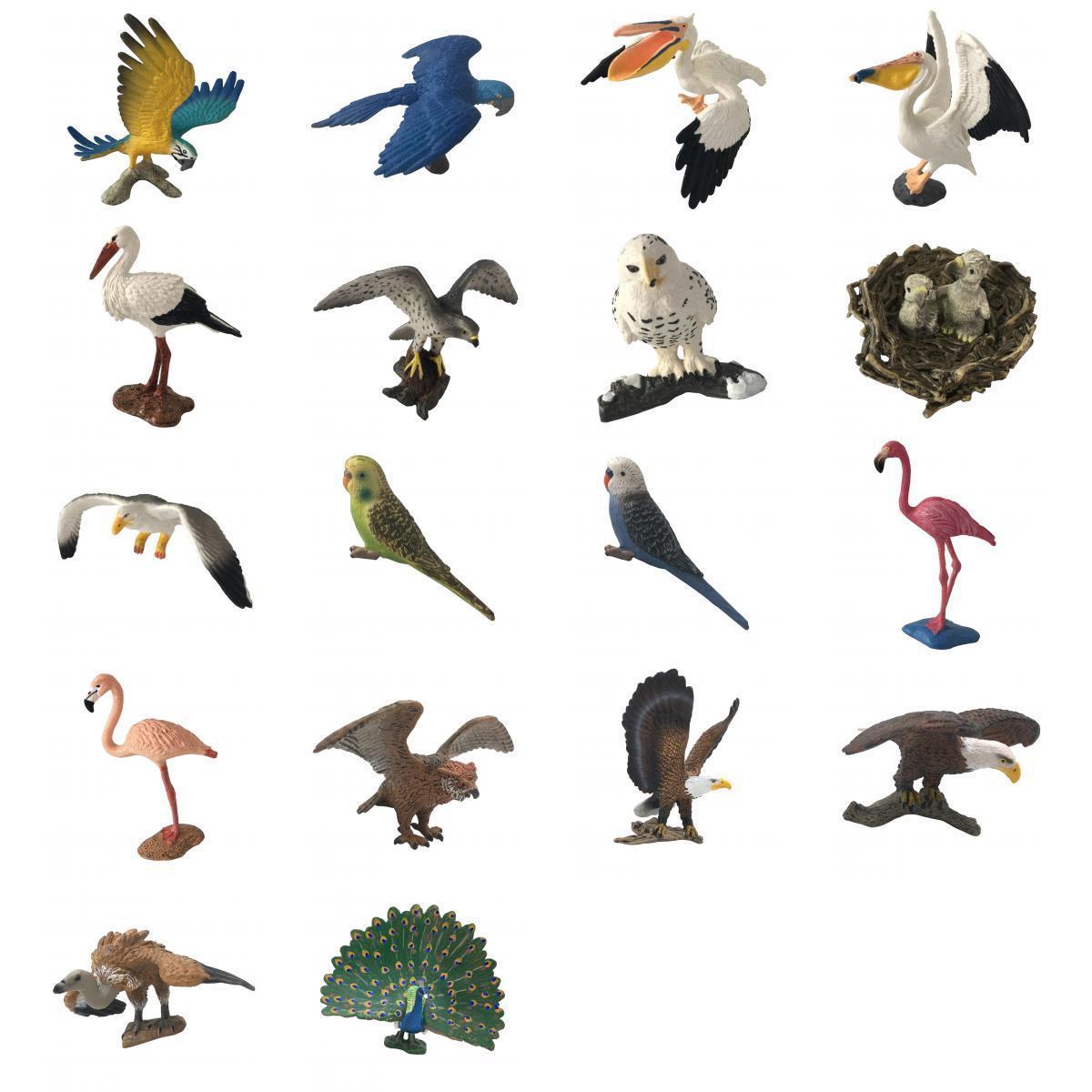 18Pieces Assorted Miniature Animals Birds Model Figurine Statue Scupltue Toy